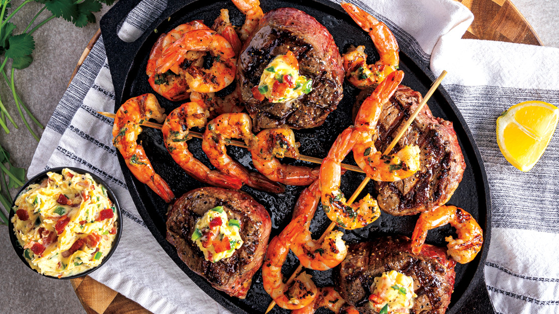 Grilled Filet & Shrimp with Flavorful Butters