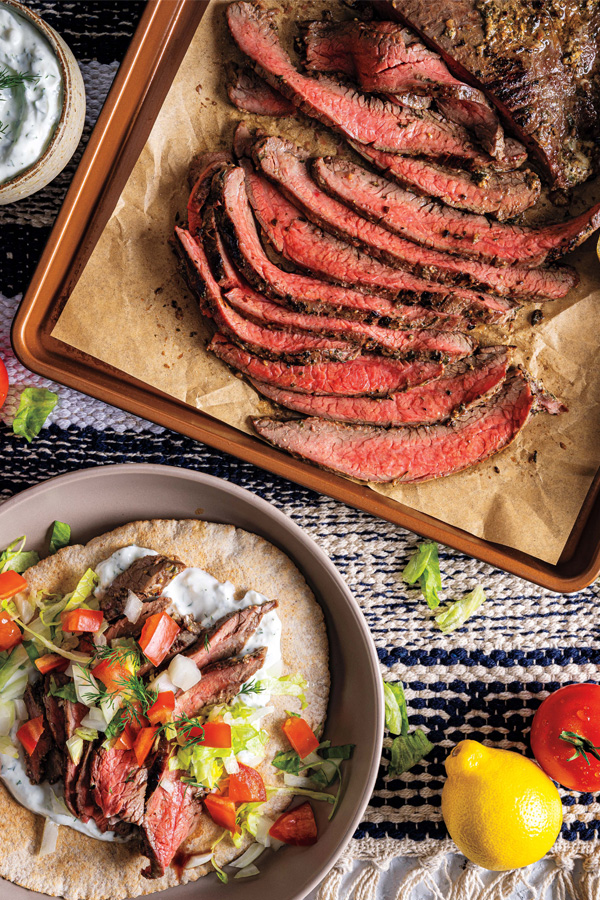 SHEET-PAN FLANK STEAK GYROS